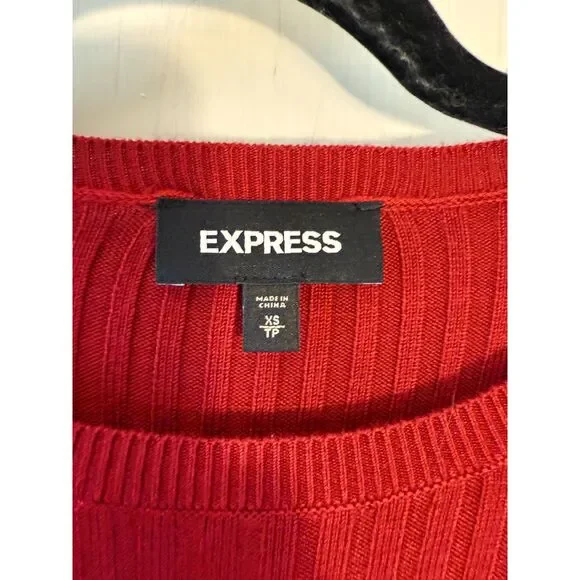 Express Berry Red Ribbed Sweater Dress - Picture 2 of 3